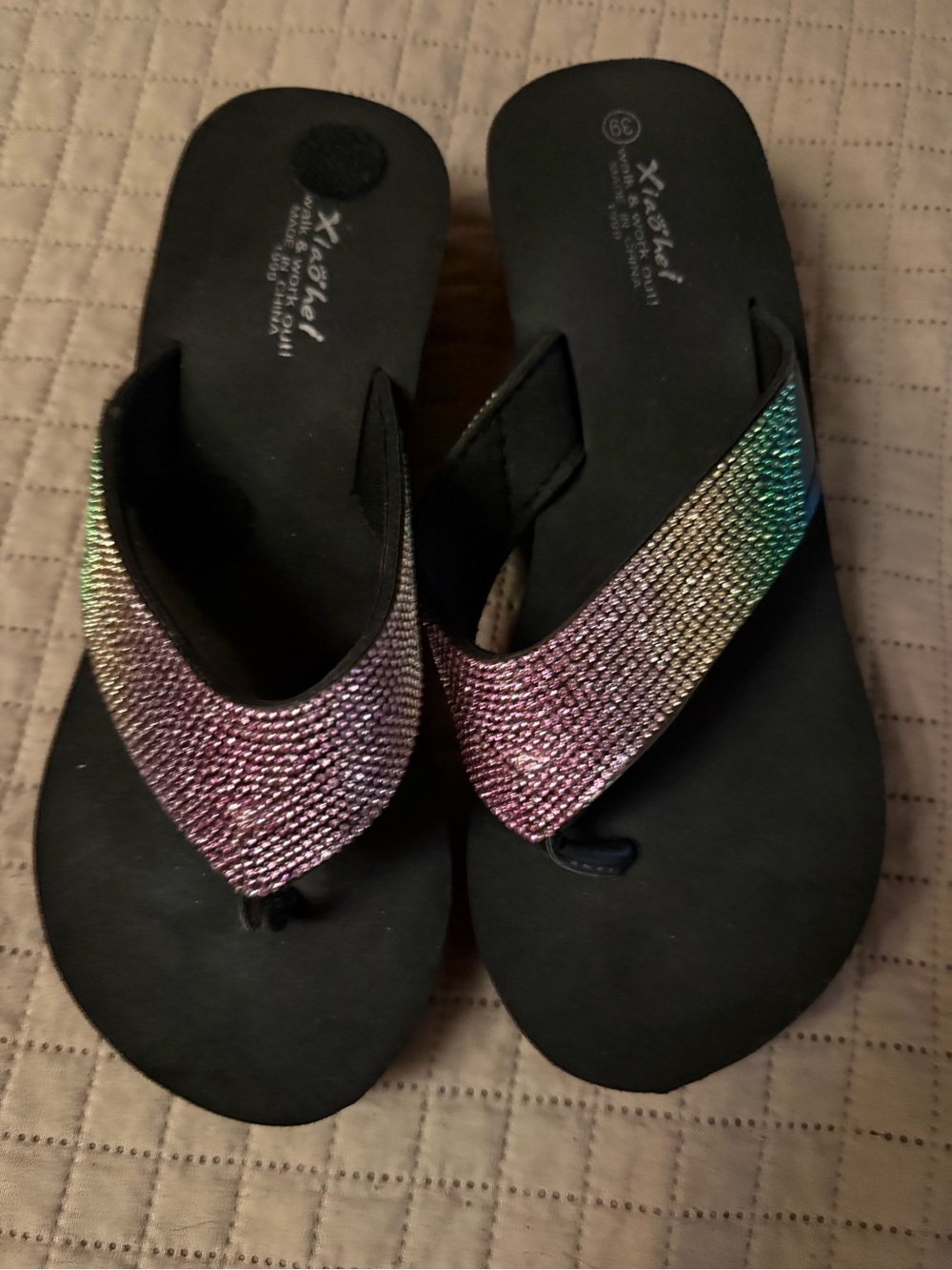 Multicolor Rhinestone Women's Flip Flop Sandals